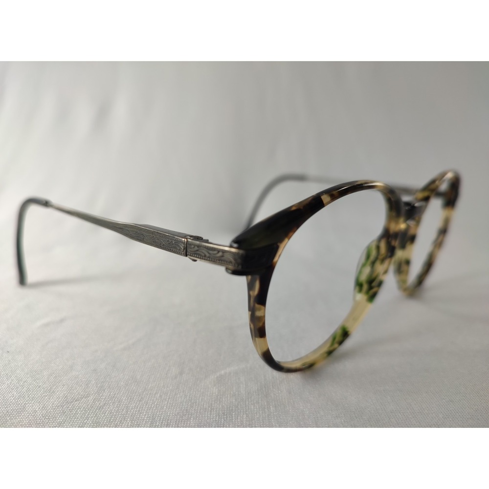 Safilo Team 489 Vintage Eyeglass Frames Tortoise Green Italy Round Panto 140
